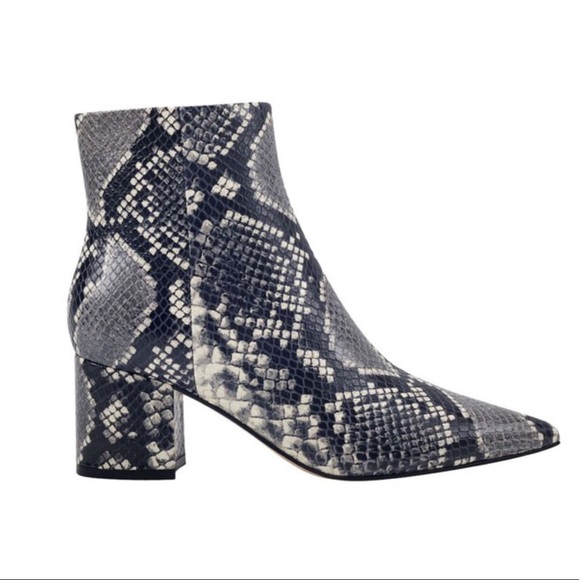 MARC FISHER Jarli Snake Print Leather Heeled Booties - Picture 8 of 13